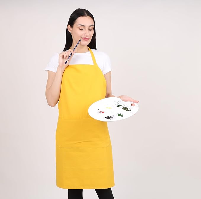 Kitchen Apron Cotton Waterdrop Resistant with adjustable Aprons for Women with Pockets 9 Color option Cooking
