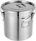 5.5Gal Stainless Steel Canister with Airtight Lid 26-35Lbs Flour Storage Containers for Kitchen Metal Rice Bucket Coffee Canister Dog Food Container Milk Can w/Handles & Sealing Buckles (21L)