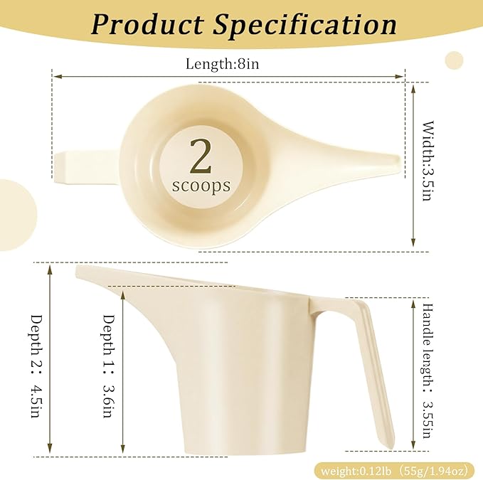 2 Pcs Bird Seed Scoop, Pet Food Bird Seed Scoop Large Capacity Suitable Narrow Spout Suitable for Tube Feeders for Filling Avian Birds Feeders Small Animal Food (Beige)