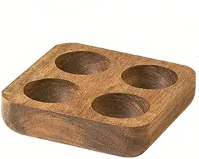 Solid Wood Egg Holder Countertop Wooden Egg Tray to Hold Fresh Eggs Rustic Egg Storage Rack Deviled Egg Plates for Countertop Display Kitchen Organization Refrigerator Storage (4 Eggs)