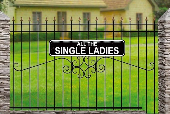 All The Single Ladies Sign - Chicken Hen Rustic Metal Street Sign or Door Name Plate Plaque Home Patio Garden Bar Farm House Garage Wall Decor Black Tin Signs 16 X 4 Inch