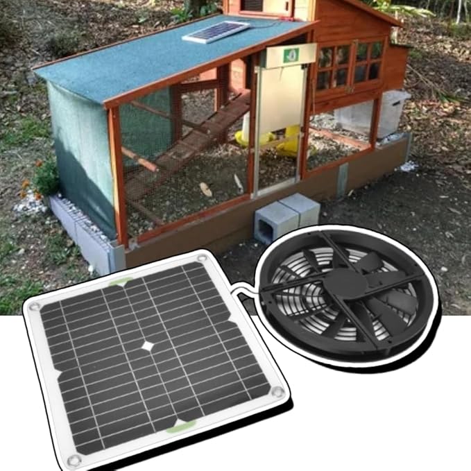 Haofy Solar Panel Fan Kit, 10in 100W Solar Powered Fan with Solar Panel, Solar Exhaust Fan for Small Chicken Coops Sheds Crawl Space Pet Houses Window Exhaust