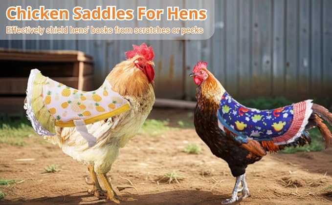 9 Pcs Chicken Saddles For Hens, Waterproof Chicken Aprons with Elastic Straps, Chicken Feather Protective Jackets, Poultry Protectors, Wing Back Protectors, Hen Feather Fixing Supplies