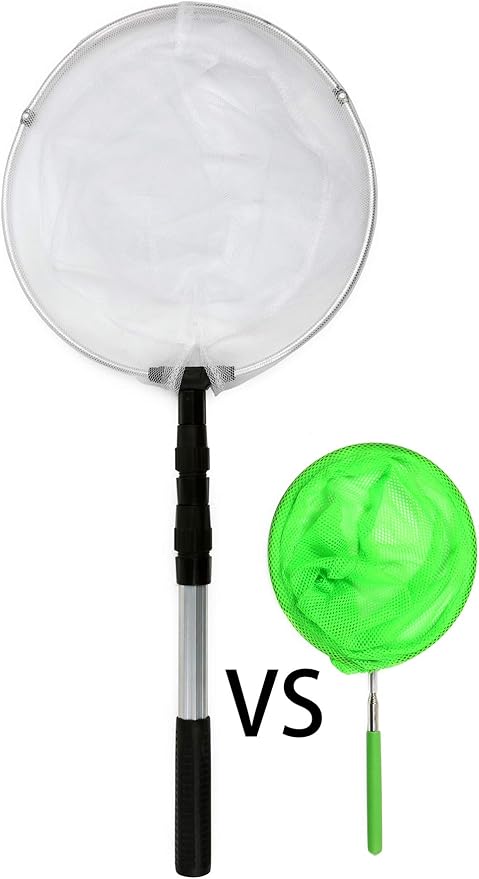 Butterfly Net with 12" Ring, 24" Net Depth, Handle Extends to 36 Inches (12" Ring, 36" Handle)