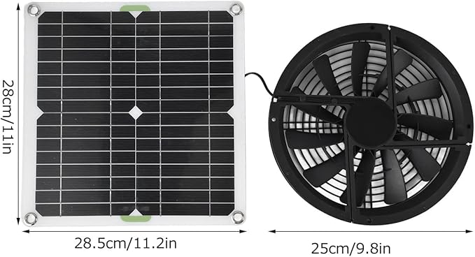 Solar Powered Fan Kit with Panel, 3000 RPM Ventilation System for Chicken Coop, Greenhouse, Shed with Window Exhaust, 100W