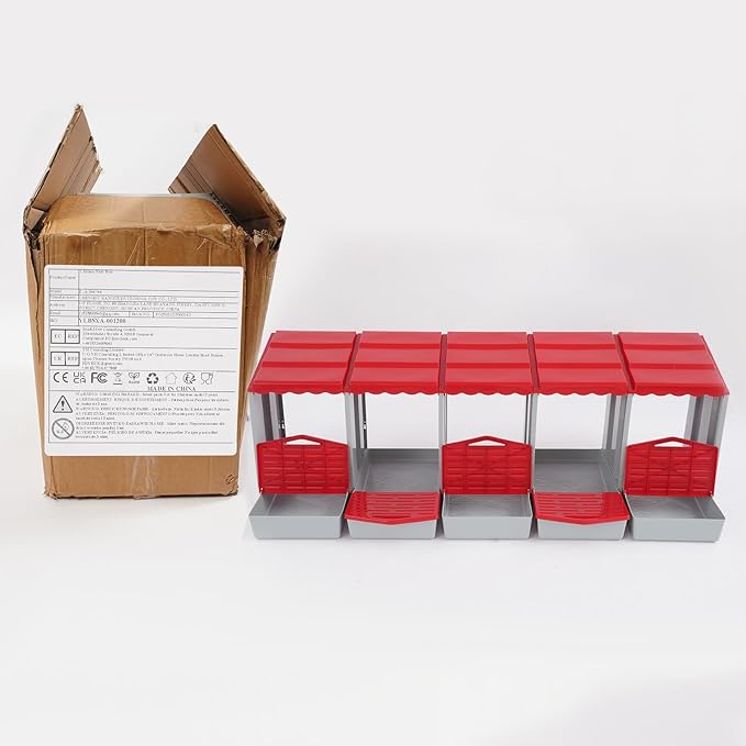 Chicken Nesting Box, 5 Compartments PP Nesting Box, Wall Mountable Nesting Boxes with Inclined Top, Drain Holes & Resting Platform for Chicken and Poultry to Collect Eggs