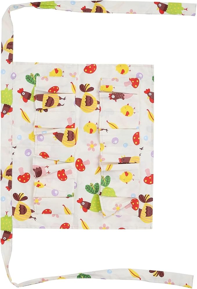Eggs Collecting Protective Apron, Cotton Twill with Multiple Pockets, Durable and Machine Washable - Sturdy and Flexible Design, Ideal for Farm and Kitchen Use (Medium: Approx. 17.6x16.2x10cm /