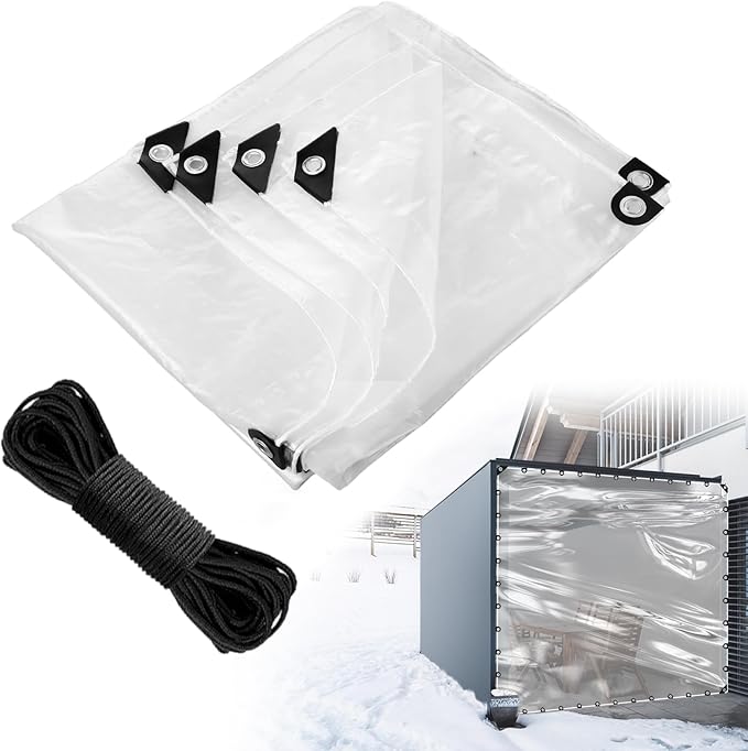 10x10ft Anti-Tear Clear Tarp Waterproof for Patio Winterizing - 5 mil Snowproof & Windproof Clear Plastic Tarps with Grommets for Garden Enclosure Chicken Coop