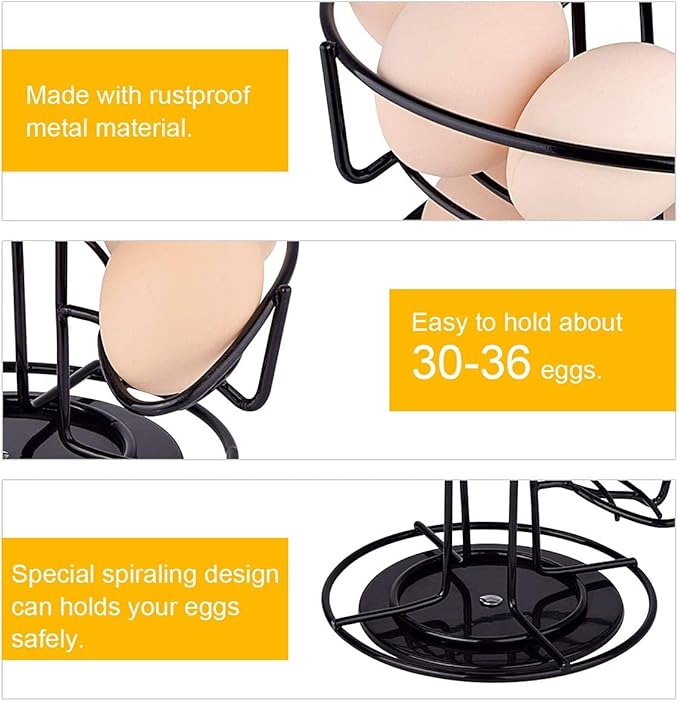 Toplife Spiral Design Metal Egg Skelter Dispenser Rack, Storage Display Rack, Black