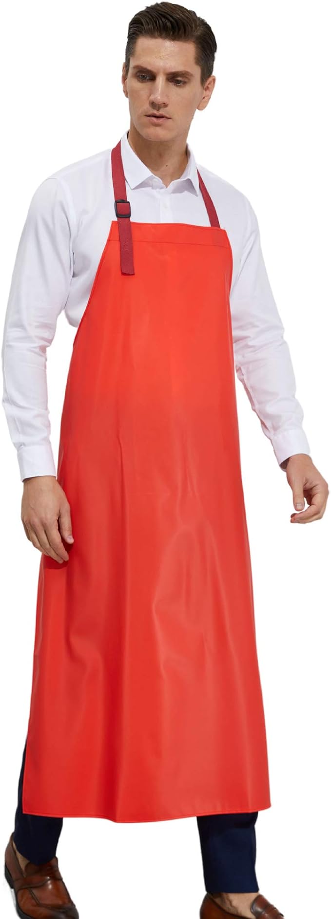 Waterproof Vinyl Long Apron - Lined Linen, Chemical Resistant Work Apron Safe Cloth
