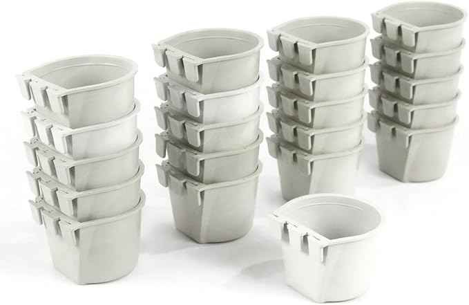 The ROP Shop 50-Pack - 8oz Gray Cage Cup for Feed & Water for Poultry Ducks, Birds, Hamsters