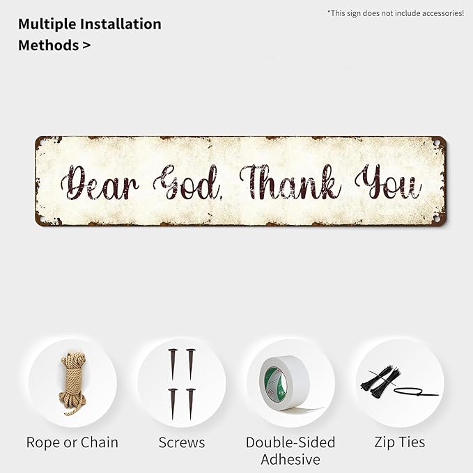 Dear God Thank You Aluminum Sign 4x16 Inch - Rustproof Religious Wall Decor for Home and Garden - Inspirational Hanging Plaque Indoor/Outdoor - Perfect Christian Gift (Vintage Style)