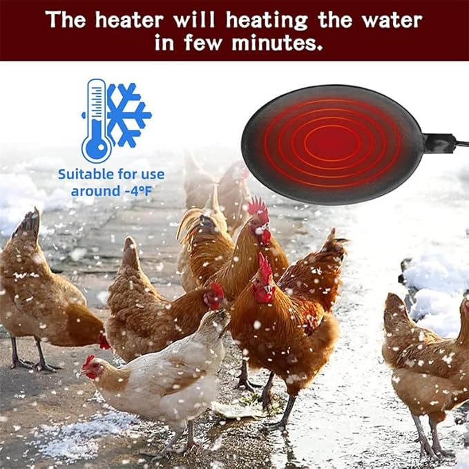 Chicken Water Heater 13'' Chicken Drinker Heated Base for Metal Poultry Founts Poultry Water Heater Base for Chicken Turkey Goose Duck Pigeon Drinker in Winter