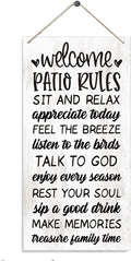 Welcome Patio Rules Sign, Family Sign, Home Patio Decoration, Decorative Wood Hanging Wood Plaque, Home Party Decor, Wall Decor Art, Family Party Decor Ornaments