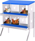 6-Panel Galvanized Steel Nesting Box for Chicken Coop - Removable Drop Tray & Ventilation - Easy Clean Laying Box for Hens, Ducks - Rustproof Design Protects Eggs