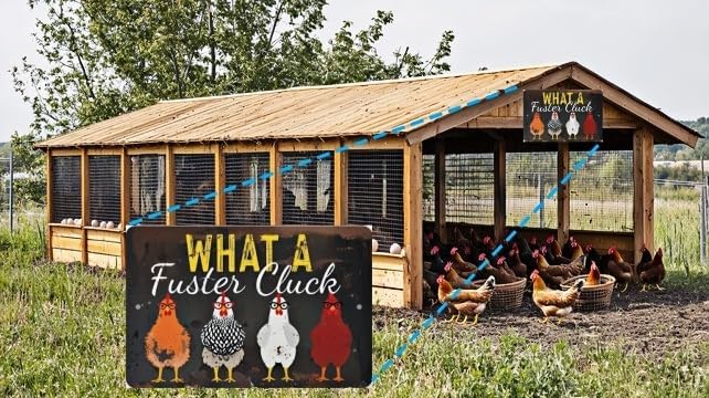 Metal Chicken Coop Sign – Vintage Farmhouse Decor, Humorous Hen House Sign, Suitable for Farm Fences, Yard, Kitchen, Outdoor, and Chicken Coop Decoration – 8x12 Inches