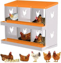 Chicken Nesting Box,6 Holes Galvanized Steel Metal Chicken Laying Box with Automatic Roll-Away Egg Collection System & Removable Tray,Wall Mount Nesting Boxes