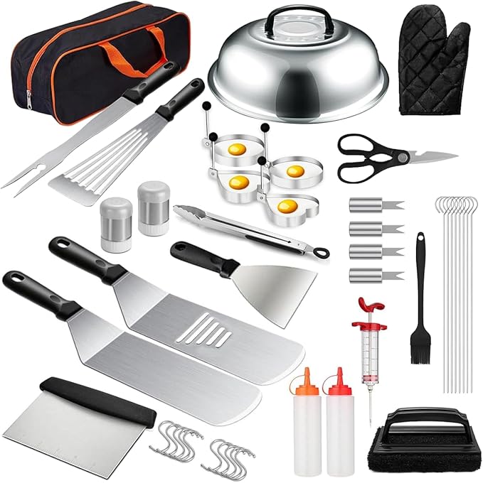 44pcs Griddle Accessories Kit,All-in-One Griddle Tools Set with Enlarged Spatulas, Scraper,Outdoor BBQ and Patio Party