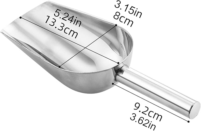Stainless Steel Scoop - Multipurpose Dry Bin Tool, Candy Serving Ladle, Grain Storage Shovel, Pet Food Handler, Kitchen Utility Accessory | Stainless Steel Scoop for Bar Events for Wedding Parties for