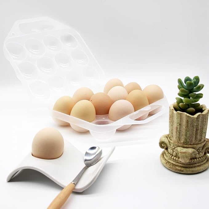 JAMOR 12 Grid Egg Storage Box Portable Box Basket, Shockproof Eggs Storage Necessary For Camping And Picnic, Portable Thickened Egg Box For Travel And Outdoor (White)