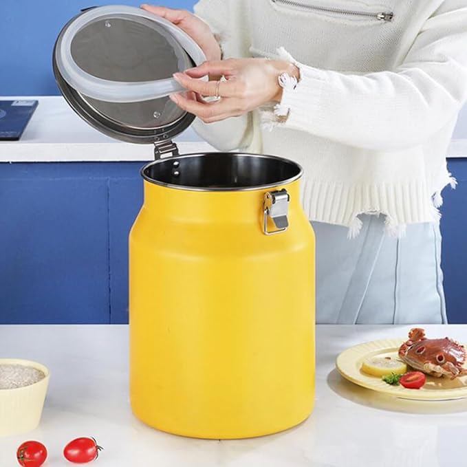 Stainless Steel Rice Bucket 8l Kitchen Sealed Grain Storage Container Household Food Storage Bin for Pantry Organization
