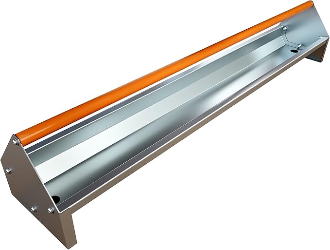 Chicken Feeding Trough 45 Inch, Heavy Duty Galvanized Steel Coop Feeder with Crossbar & Drainage Holes, Large Capacity Metal Poultry Trough Feeder for Ducks, Birds Orange