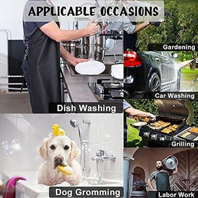 Rubber Waterproof Apron Anti-Corrosion Work Safety Apron Black Apron with 2 Sleeves, Chemical Resistant Industrial Work Apron, Waterproof Rubber Vinyl Black Work Apron 43 Inch Adjustable Bib