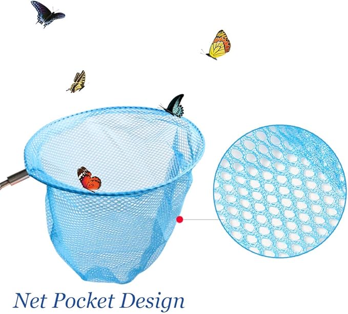 TSYAN Telescopic Butterfly Net, Perfect for Catching Bugs Insect Small Fish,Outdoor Tools Colorful Extendable up to 34" for Kids