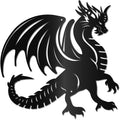 CREATCABIN Metal Dragon Wall Decor Black Iron Wall Hanging Western Fairytale Fly Dragon Animal Sculpture Wall Artwork Sign Ornament for Living Room Office Garden Balcony Decoration 11.8 x 11.8 Inch
