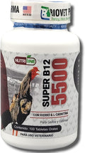 Super B12 5500 Con Hierro L -Carnitina Booster for Rooster - Supplements for Poultry Hen Chicken FARMAVET BIOVETPHARMA LUVAROBLLC