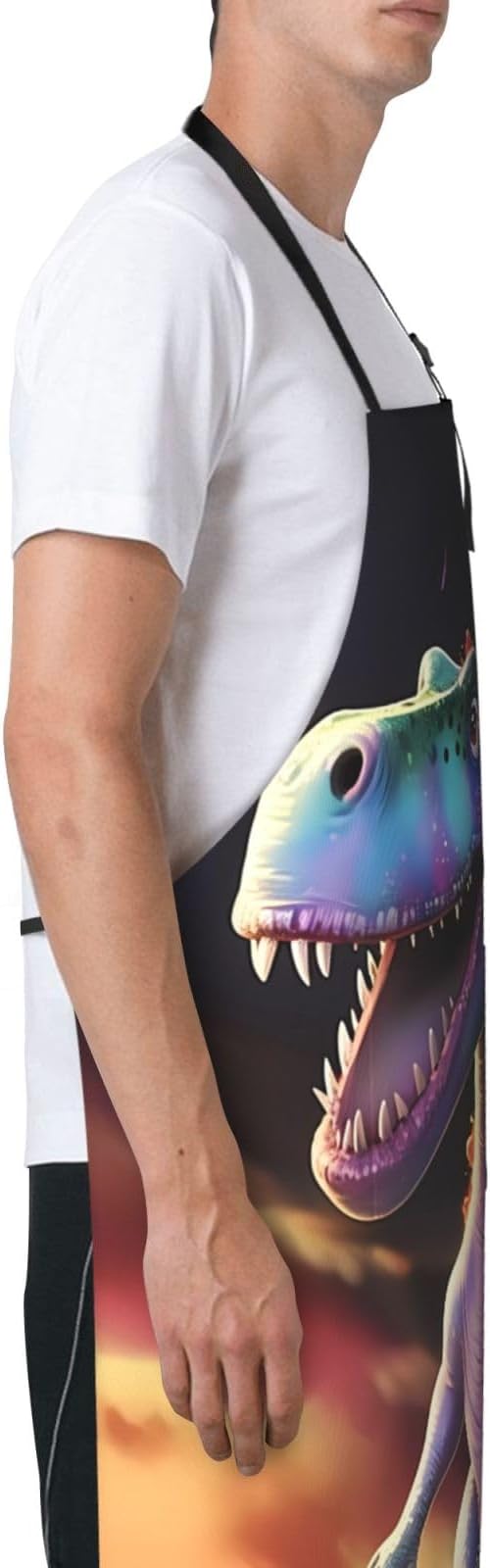 Tyrannosaurus rex Heavy Duty Waterproof Apron with Pockets for AdultsResistant Grilling, Gardening, Painting