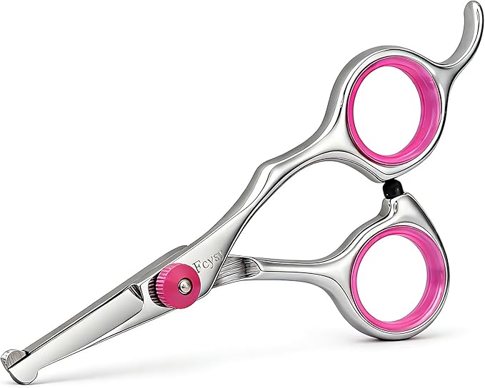 4.5 Inch Dog Grooming Scissors with Safety Round Tips, Fcysy Small Pet Hair Trimming Scissors for Face, Eyes, Ears, Nose & Paws, Professional Puppy Grooming Shears for Dogs & Cats- Pink