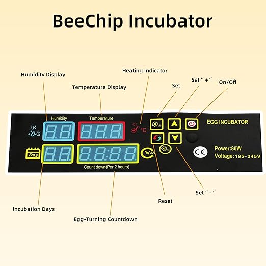 Egg Incubator for Hatching Eggs, Automatic Egg Turner & Digital Humidity Control, 56 Egg Capacity, Clear Temperature Display, Externa, 360° Clear Viewing for Poultry, Ducks, Quail (48-56 Eggs)