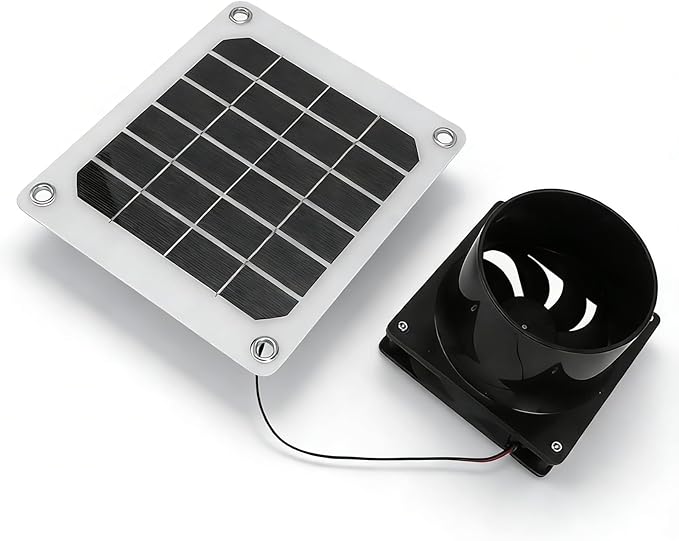 20W Solar Powered Exhaust Fan Kit, Portable 6 Inch Solar Fan with Protective Net for Pet Chicken House Ventilation