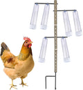 Upgraded Chicken Treat Dispenser, Adjustable Indoor/Outdoor Ground Pole&3 Support Rods, 6 Clear Treat Tubes with Different Types, Easy to Install&Add Food, Fits for Small, Medium&Large Treats