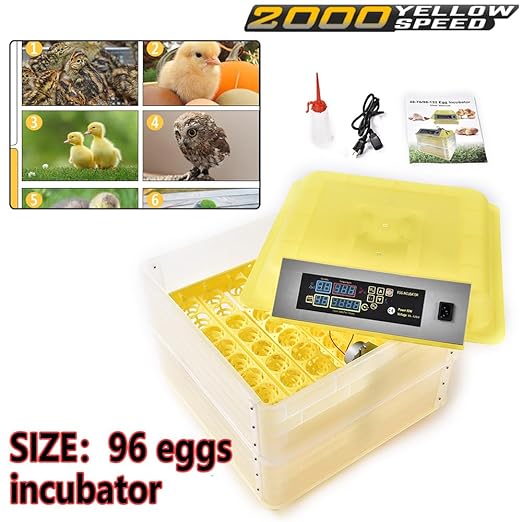 CROSSDESIGN Automatic Digital Egg Incubator Poultry Hatcher Machine Breeder w/Temperature Control & Auto Turning for Hatching Chicken Duck Goose Quail Birds 96 Eggs