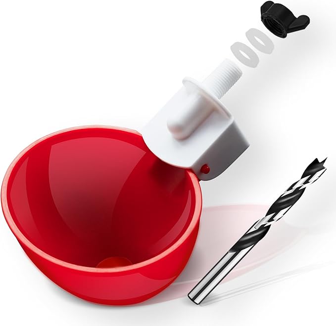 8 Pack Automatic Chicken Waterer, Red Chicken Water Feeder Cups Suitable for Various Poultry, Cup Body Deepened Double Rubber Ring No Leakage, with Mounting Hole Opener