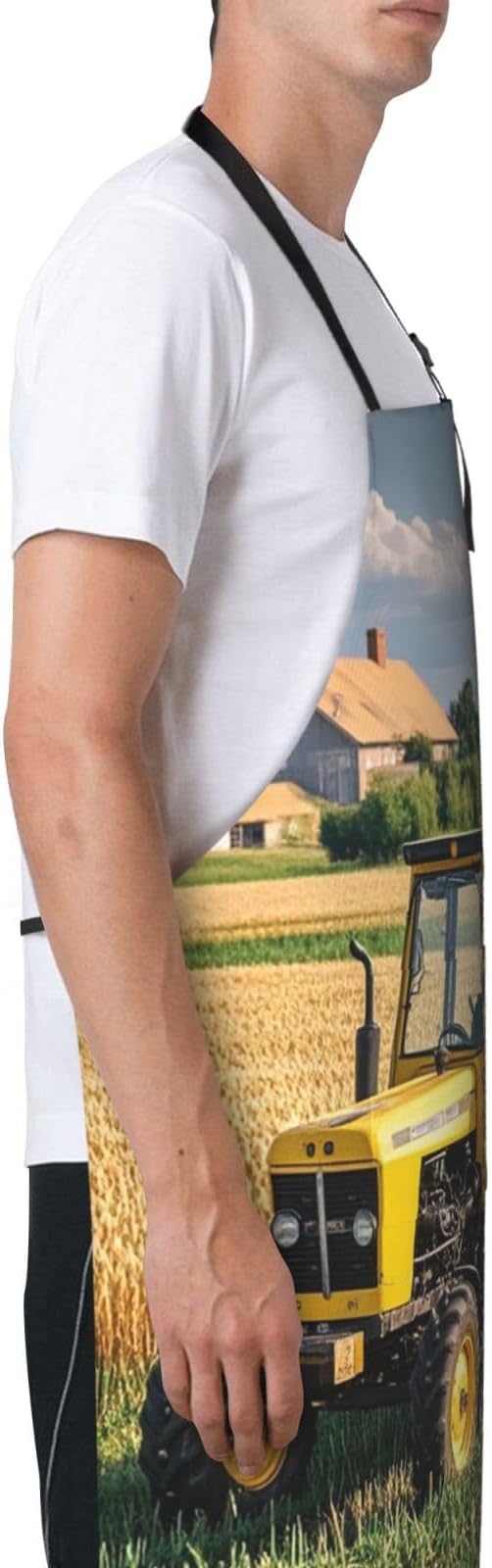 Waterproof Apron Adjustable Bib for Women Men Tractor farm Cooking Aprons Chef Bibs with 2 Pocket