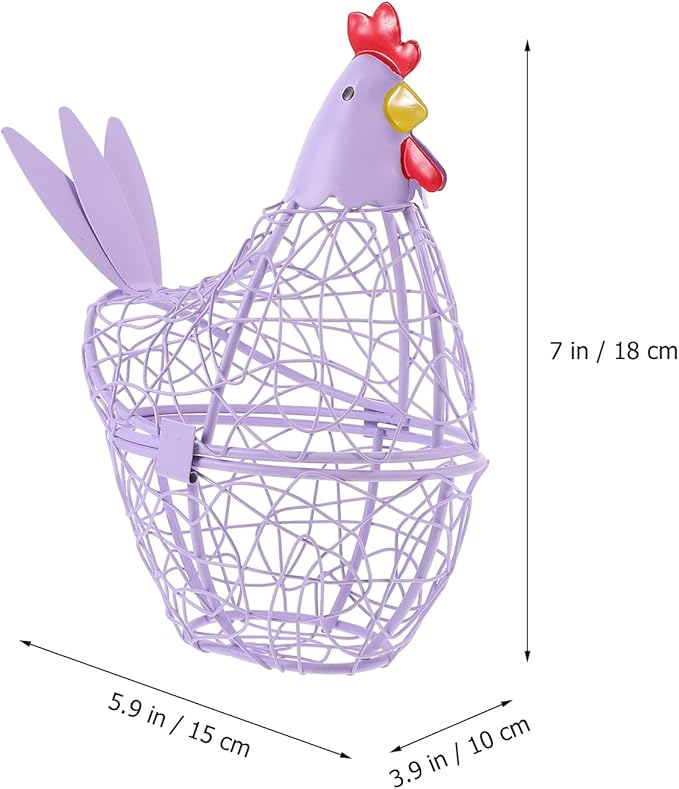 PRETYZOOM Hen-shaped Home Basket Practical Iron Storage for Eggs Fruits and Snacks for Kitchen Restaurant Buffet and and Stylish Storage