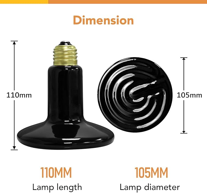 Simple Deluxe 150W Ceramic Heat Emitter Reptile Heat Lamp Bulb No Light Emitting Brooder Coop Heater for Amphibian Pet & Incubating Chicken, Black, 4-Pack