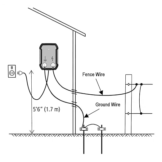 FenceMate AC Powered Electric Fence Charger Output 0.35J up to 7 Miles to Contain Pet, Poultry, Keep Rodent & Nuisance Animals Out, Used in Homestead, Garden, Pond, Orchard Fence Energizer up to 7 kV