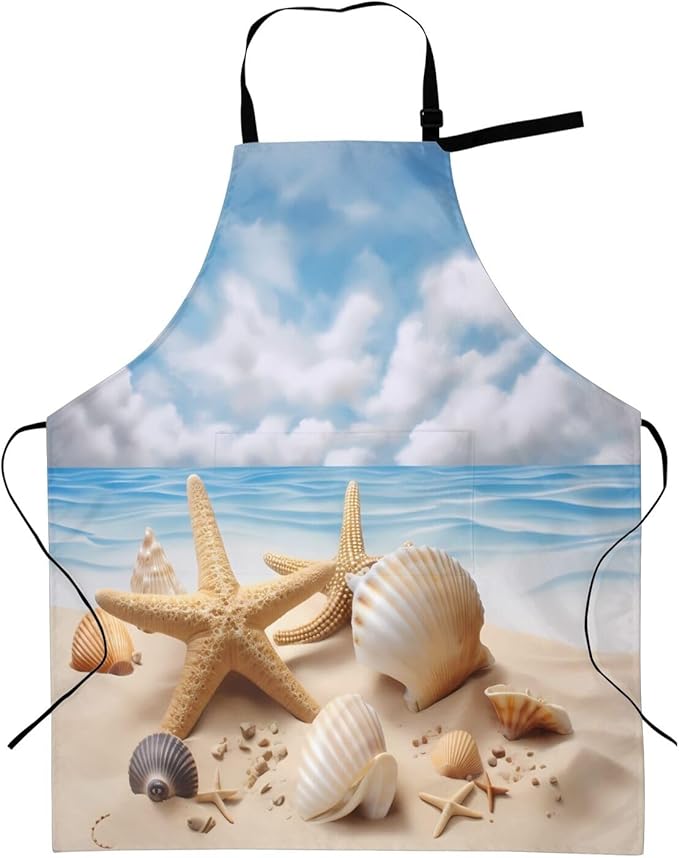 Shark Jumping Home Aprons 2 Pockets 33"×28" for Men Women, Ocean Sea Waterproof Kitchen Cooking Bib