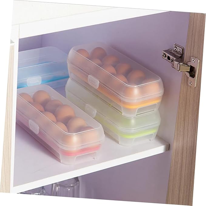 ARTIBETTER 2pcs Egg Holder Storage Rack Plastic Tray Eggs Storage Container Kitchen Organizers Random Color