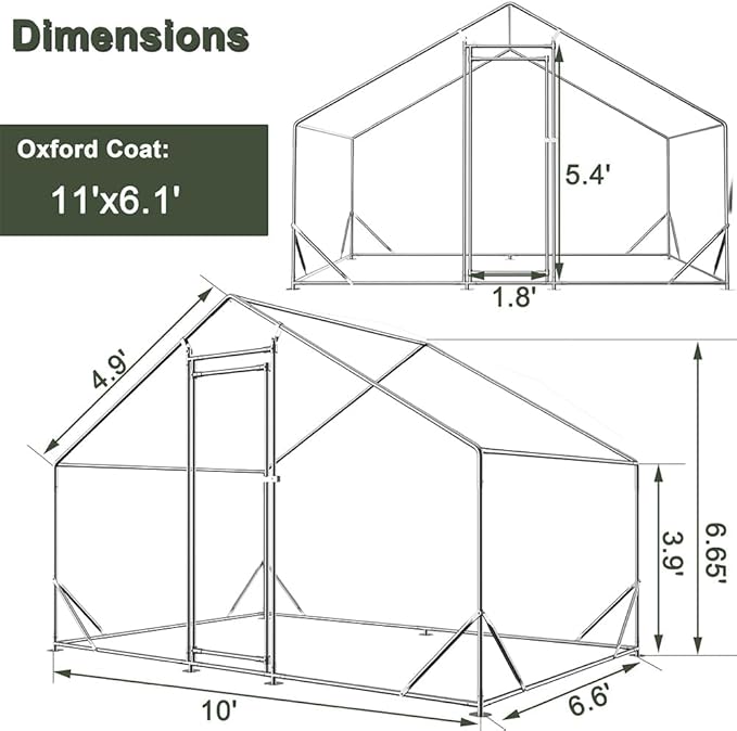 Large Metal Chicken Coop,Walk-in Poultry Cage,Outdoor Hen Run House with Waterproof and Anti-Ultraviolet Cover Rabbits Habitat Cage for Outdoor