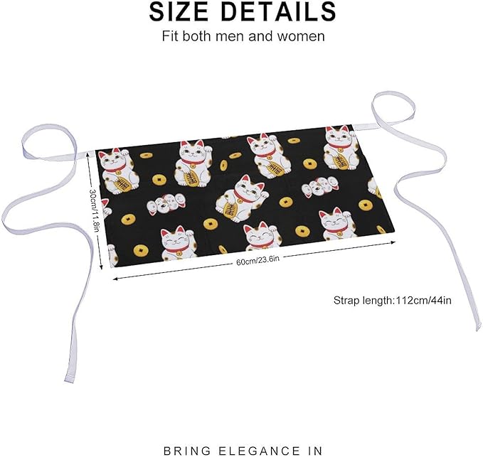 Unisex Apron for Cooking Server Waitress Half Waist Apron with 3 Pockets