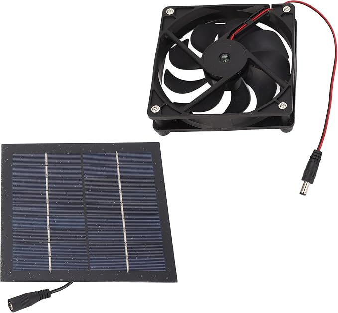 Solar Fan, Solar Powered Fan Exhaust Fan Solar Panel Fan Kit 50w Greenhouse Fan Solar Attic Fan, Chicken Coop Accessories for Home Shed Chicken Coop Pet House Window Black