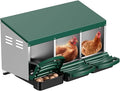 Aivituvin Chicken Nesting Box, 3 Compartments Chicken Egg Laying Box, Metal Nesting Boxes with Swing Perch for Chickens, Roll Away Egg Collection for Chicken Coop (Green)