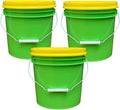 House Naturals 2 Gallon Food Grade - BPA Free Made in USA Buckets Lime Color pails with Screw On Gasket Lids (3, Lime - Yellow lids)