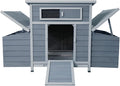 Large Wooden Chicken Coop Outdoor Hen House with Nesting Box，Walk-in Poultry Cage with Secure Locks, Metal Mesh Run for Backyard Farm Use (Gray 57.38")