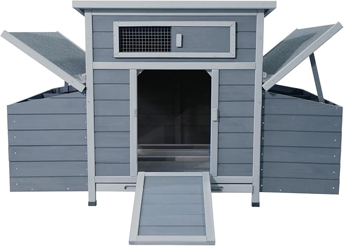 Large Outdoor Wooden Chicken Coop with Dual-Side Nesting Boxes - Weatherproof Design, Predator-Proof Latches, Superior Ventilation & Free-Range Access for Poultry